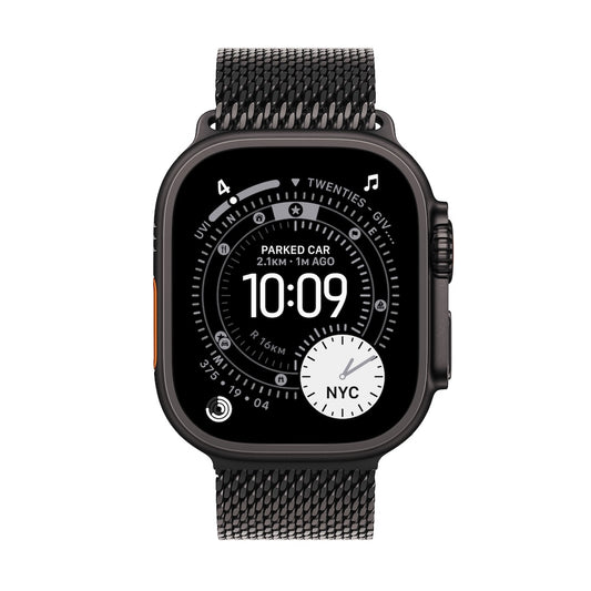 Apple Watch Ultra 3 GPS + Cellular 49mm černě titanové pouzdro s černě titanovým milánským tahem z titanu - M (otevřený) - bonami.click