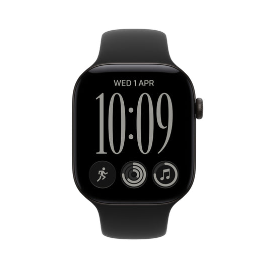 Apple Watch Series 12 • GPS • 46mm pouzdro z klavírně černého hliníku • Černý sportovní řemínek – S/M - bonami.click