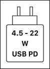 Toto zařízení podporuje rychlé nabíjení přes USB PD, jak je definováno v dokumentu USB Implementers Forum Power Delivery.