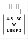 Toto zařízení podporuje rychlé nabíjení přes USB PD, jak je definováno v dokumentu USB Implementers Forum Power Delivery.