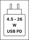 Toto zařízení podporuje rychlé nabíjení přes USB PD, jak je definováno v dokumentu USB Implementers Forum Power Delivery.