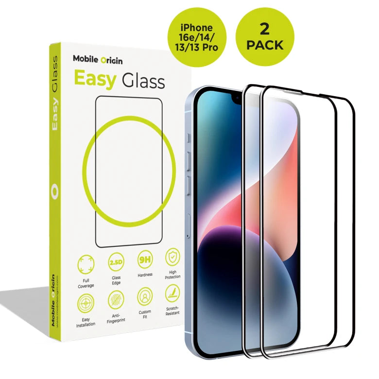 Ochranné sklo pro iPhone 16e / 14 / 13 / 13 Pro Mobile Origin EasyGlass - 2 ks