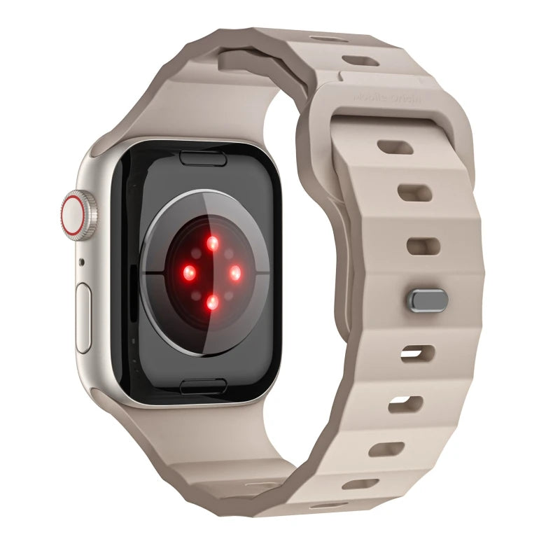 Řemínek pro Apple Watch 44/45/46/49 mm Mobile Origin FKM Strap s kovovým zapínáním - béžový - bonami.click
