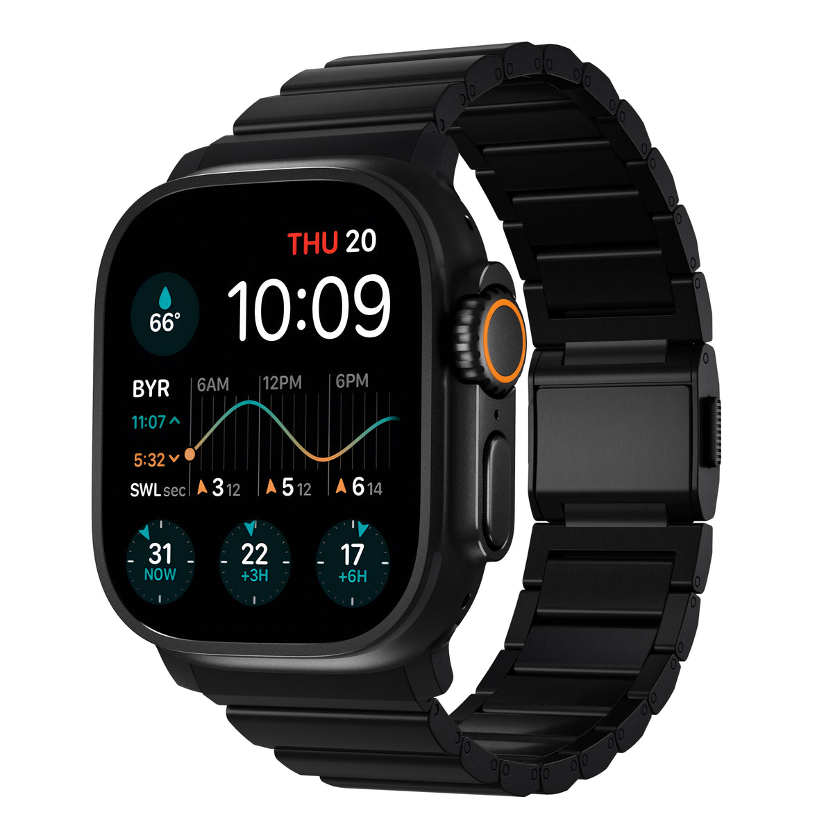 Řemínek pro Apple Watch 45/46/49 mm Nomad Titanium Band V2 - černý