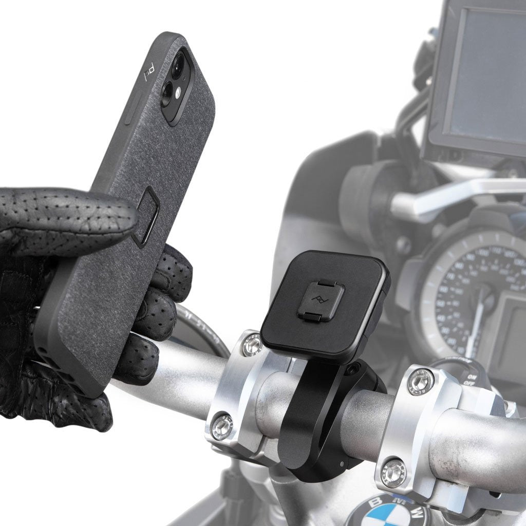 Držák telefonu s pojistkou a nabíjením Peak Design Mobile Motorcycle Mount Bar Mount - černý - bonami.click