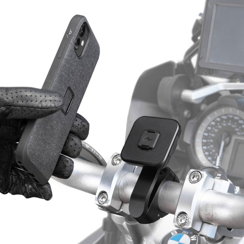 Držák telefonu s pojistkou a nabíjením Peak Design Mobile Motorcycle Mount Bar Mount - černý - bonami.click