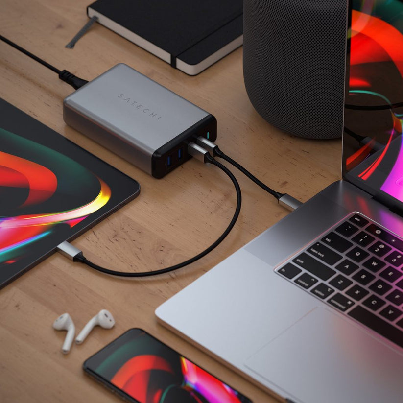 75W dvojitá USB-C PD cestovní nabíječka Satechi - vesmírně šedá - bonami.click