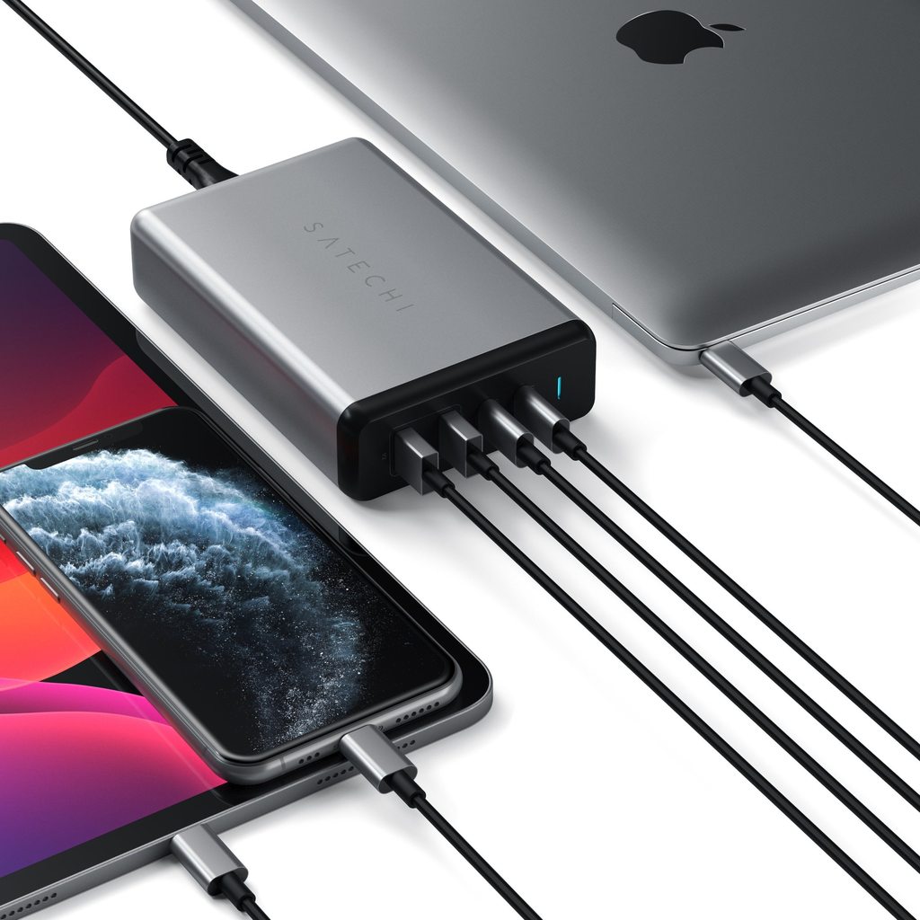 75W dvojitá USB-C PD cestovní nabíječka Satechi - vesmírně šedá - bonami.click