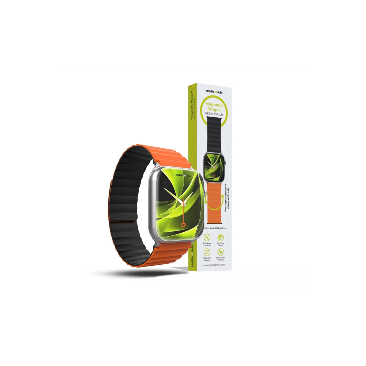 Řemínek pro Apple Watch 42/44/45/49 mm Mobile Magnetic Strap II - oranžový/černý - bonami.click