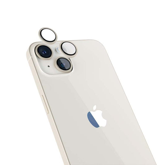 Hliníkový ochranný kryt čoček pro iPhone 14/14 Plus iSTYLE - hvězdně bílý - bonami.click