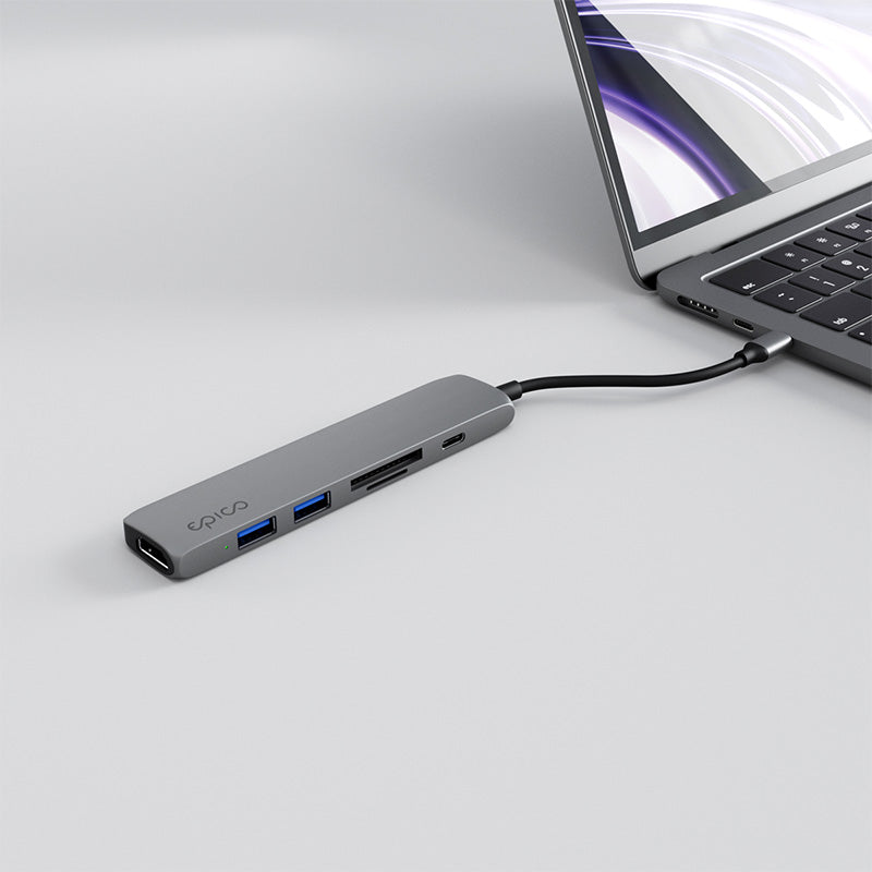Hliníkový USB-C hub 6v1 Epico s podporou 8K – vesmírně šedý - bonami.click