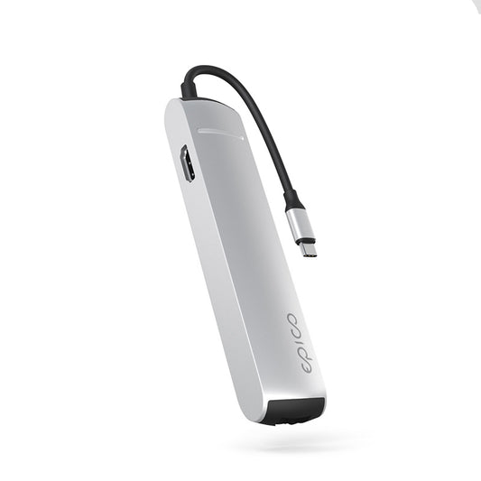 Hliníkový USB-C hub 6v1 Epico s podporou 8K - stříbrný - bonami.click