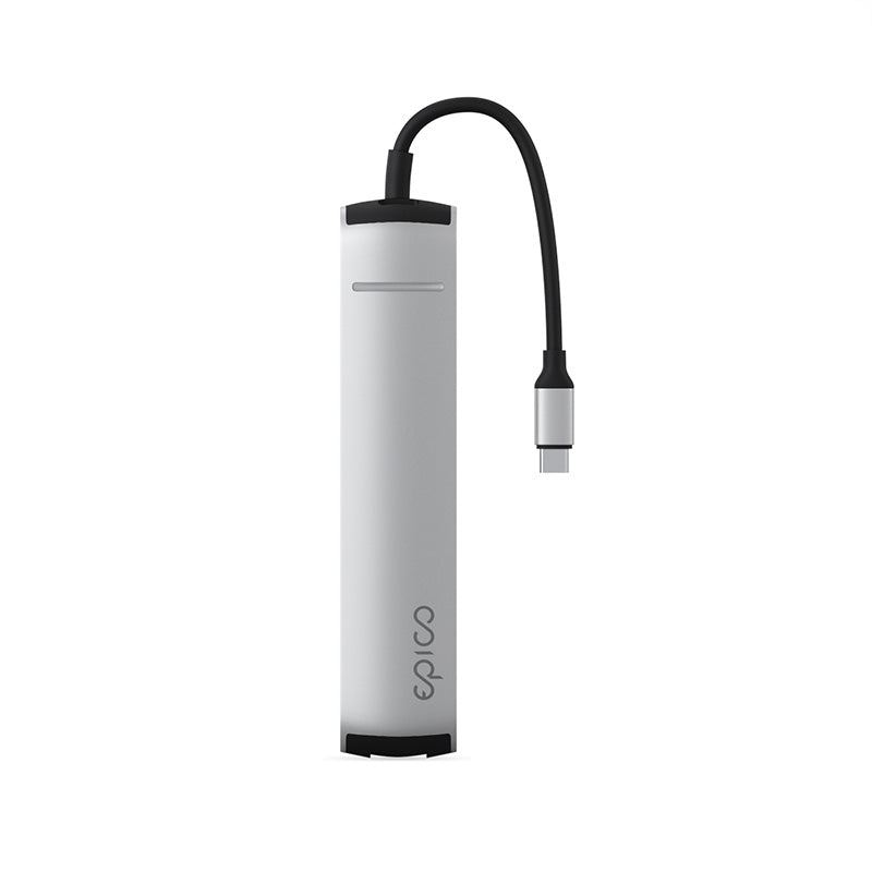 Hliníkový USB-C hub 6v1 Epico s podporou 8K - stříbrný - bonami.click