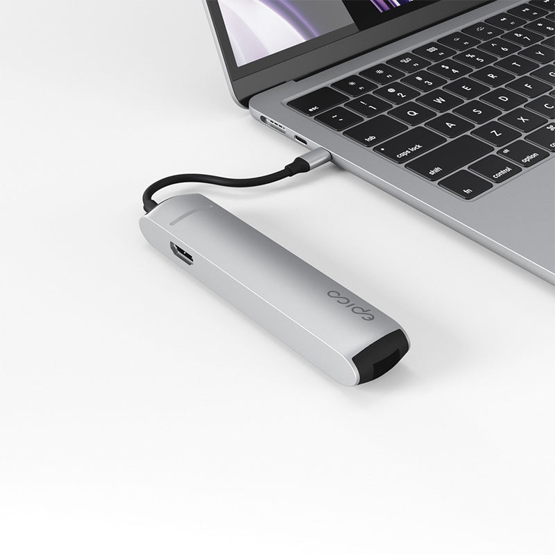 Hliníkový USB-C hub 6v1 Epico s podporou 8K - stříbrný - bonami.click