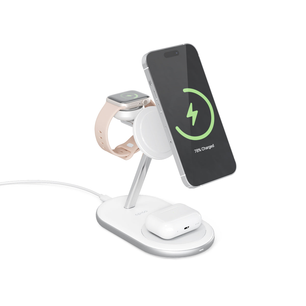 3v1 nabíjecí MagSafe stojan 15W Epico - bílý - bonami.click