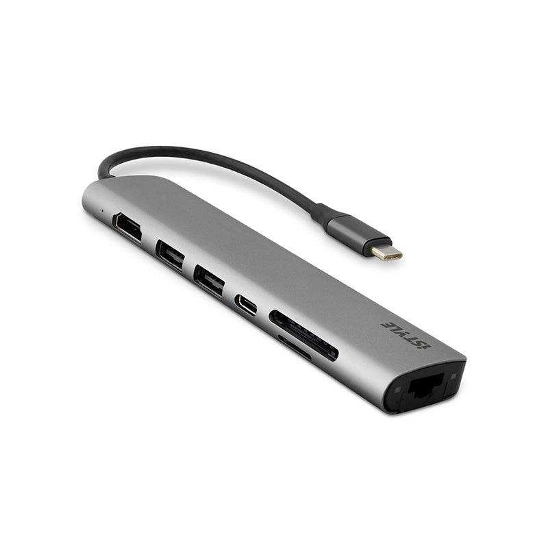Hliníkový 8K HUB 7v1 s konektorem USB-C iSTYLE - vesmírně šedý - bonami.click