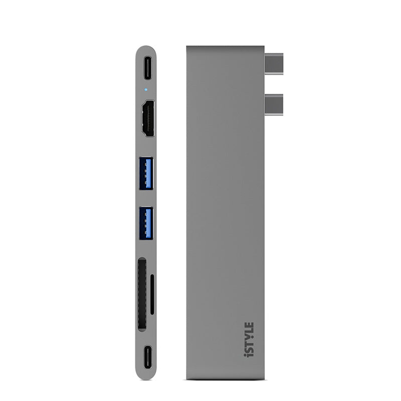 Hliníkový 8K HUB 7v1 s konektorem USB-C iSTYLE - vesmírně šedý - bonami.click