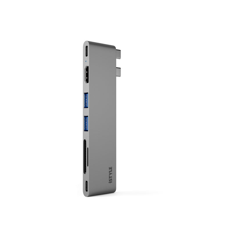 Hliníkový 8K HUB 7v1 s konektorem USB-C iSTYLE - vesmírně šedý - bonami.click