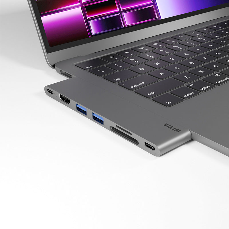 Hliníkový 8K HUB 7v1 s konektorem USB-C iSTYLE - vesmírně šedý - bonami.click