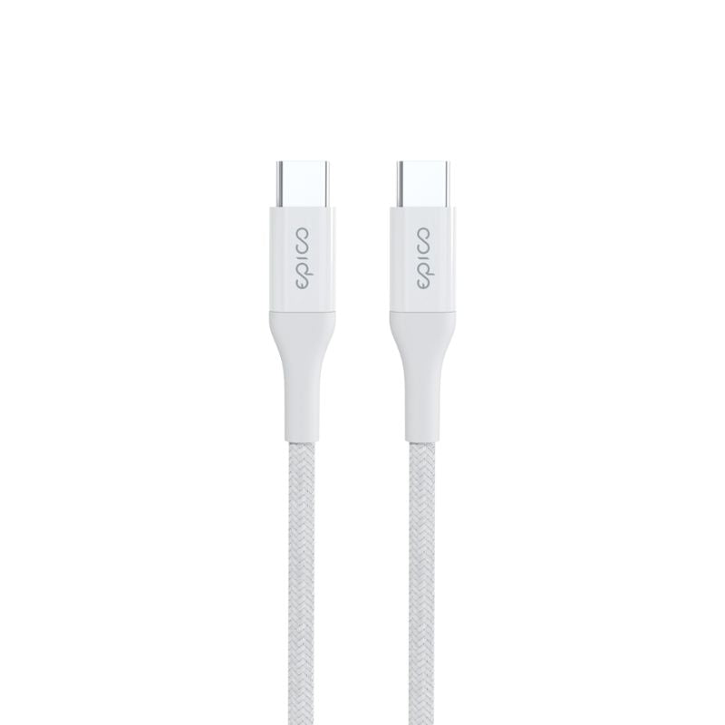 Opletený PD kabel Epico 0,3m USB-C na USB-C - bílý - bonami.click