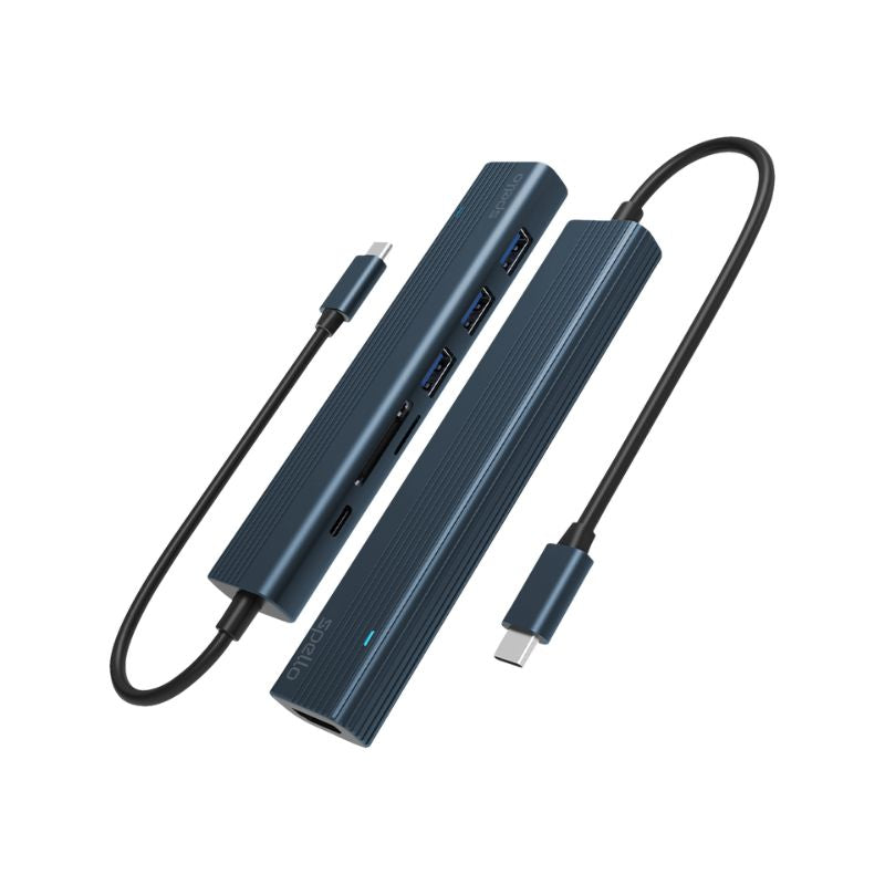 Multifunkční hliníkový USB-C hub Spello 7in1 s 100W Power Delivery - temně inkoustový