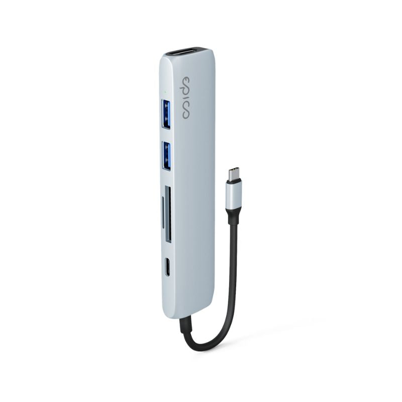 Hub Epico 6in1 Aluminium 8K s USB-C konektorem - blankytně modrý