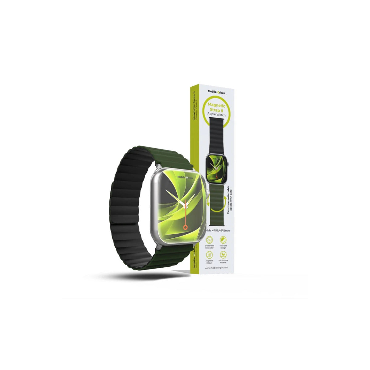 Řemínek pro Apple Watch 42/44/45/49 mm Mobile Magnetic Strap II - zelený/černý - bonami.click