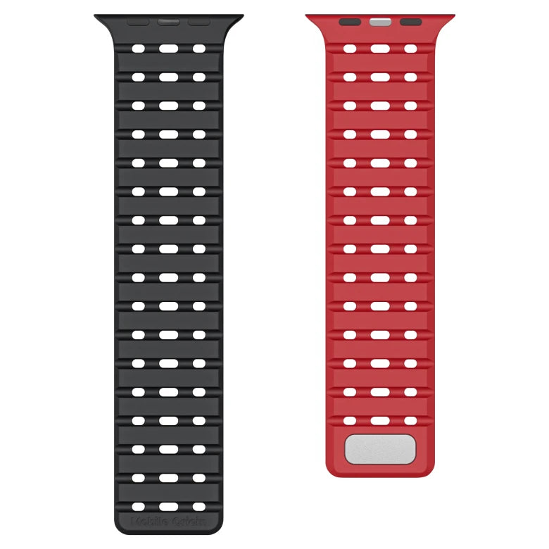 Řemínek pro Apple Watch 44/45/46/49 mm Mobile Origin Elegant Strap s magnetickým zapínáním – černo-červený