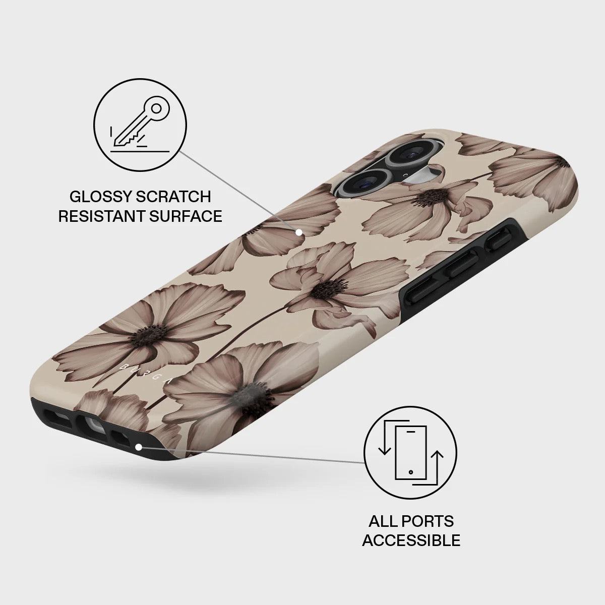 Kryt pro iPhone 17 Burga Barely Yours Tough MagSafe Case - květinový - bonami.click