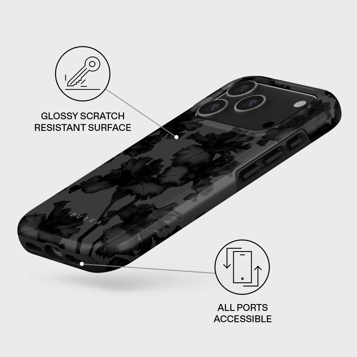 Kryt pro iPhone 17 Pro Burga Nocturnal Tough MagSafe Case - květinový tmavý - bonami.click