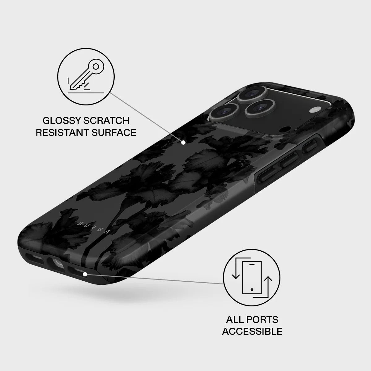 Kryt pro iPhone 17 Pro Max Burga Nocturnal Tough MagSafe Case - květinový tmavý - bonami.click