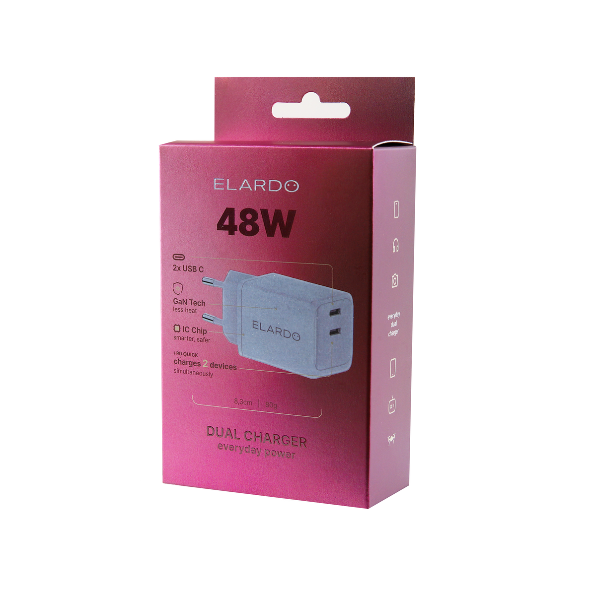48W duální USB-C nabíječka ELARDO Everyday Charger GaN