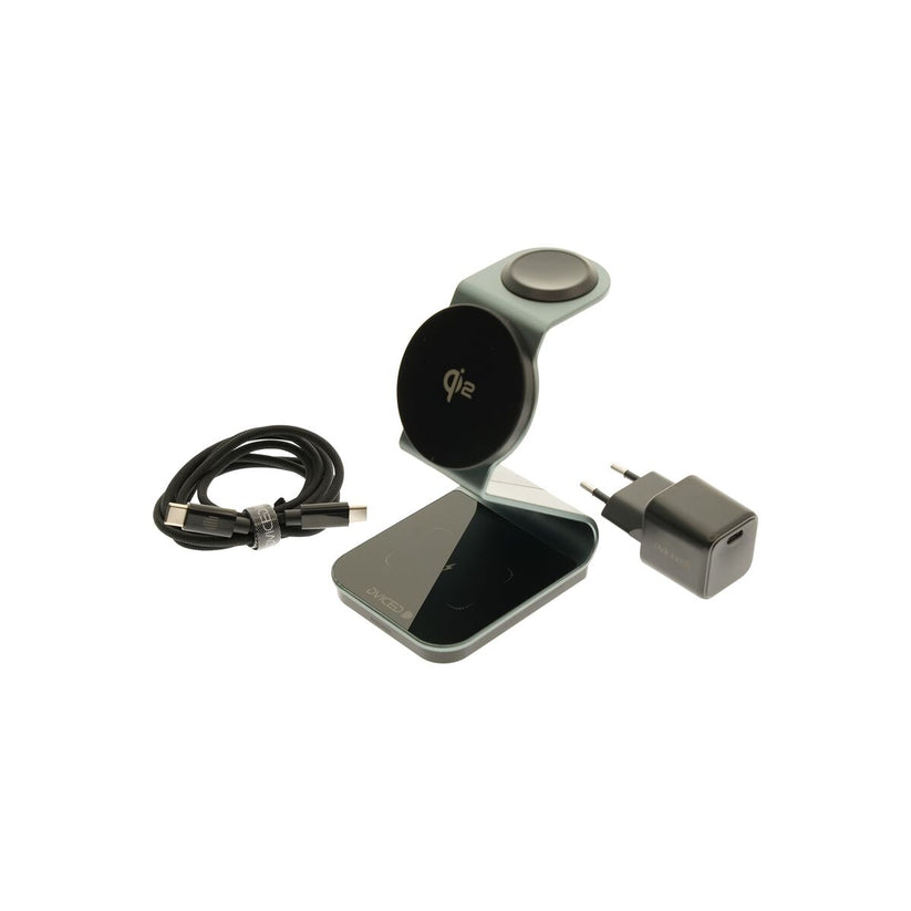 3v1 MagSafe Qi2 nabíječka Dviced se stojánkem – šedá - bonami.click