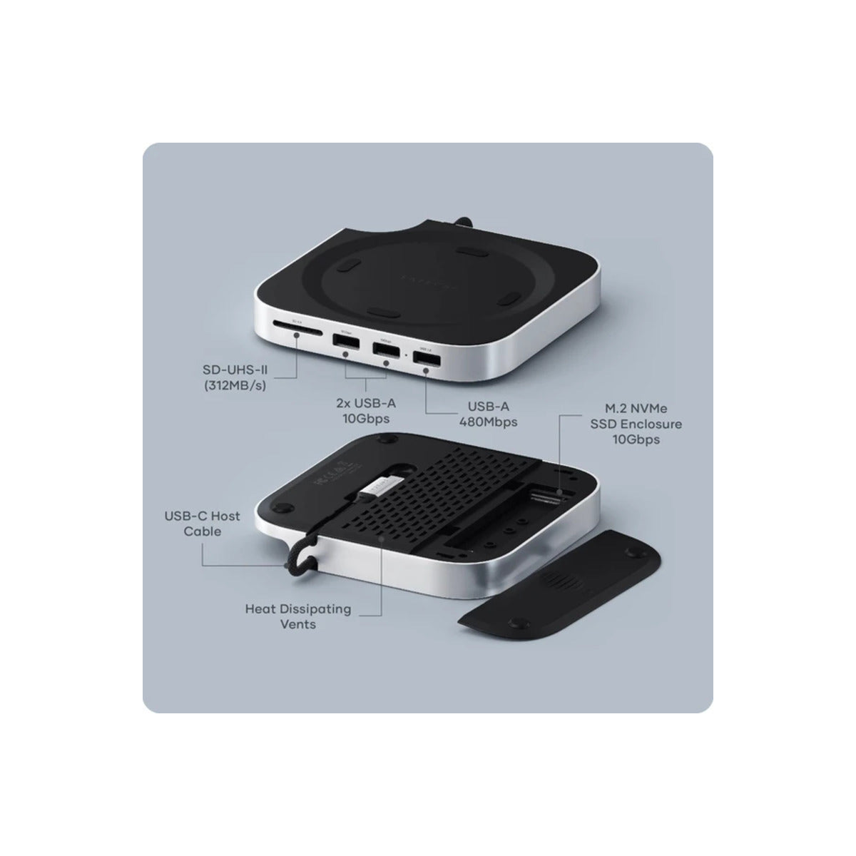 Rozšiřující stojan pro Mac Mini M4 Satechi Stand & Hub s SSD úložištěm