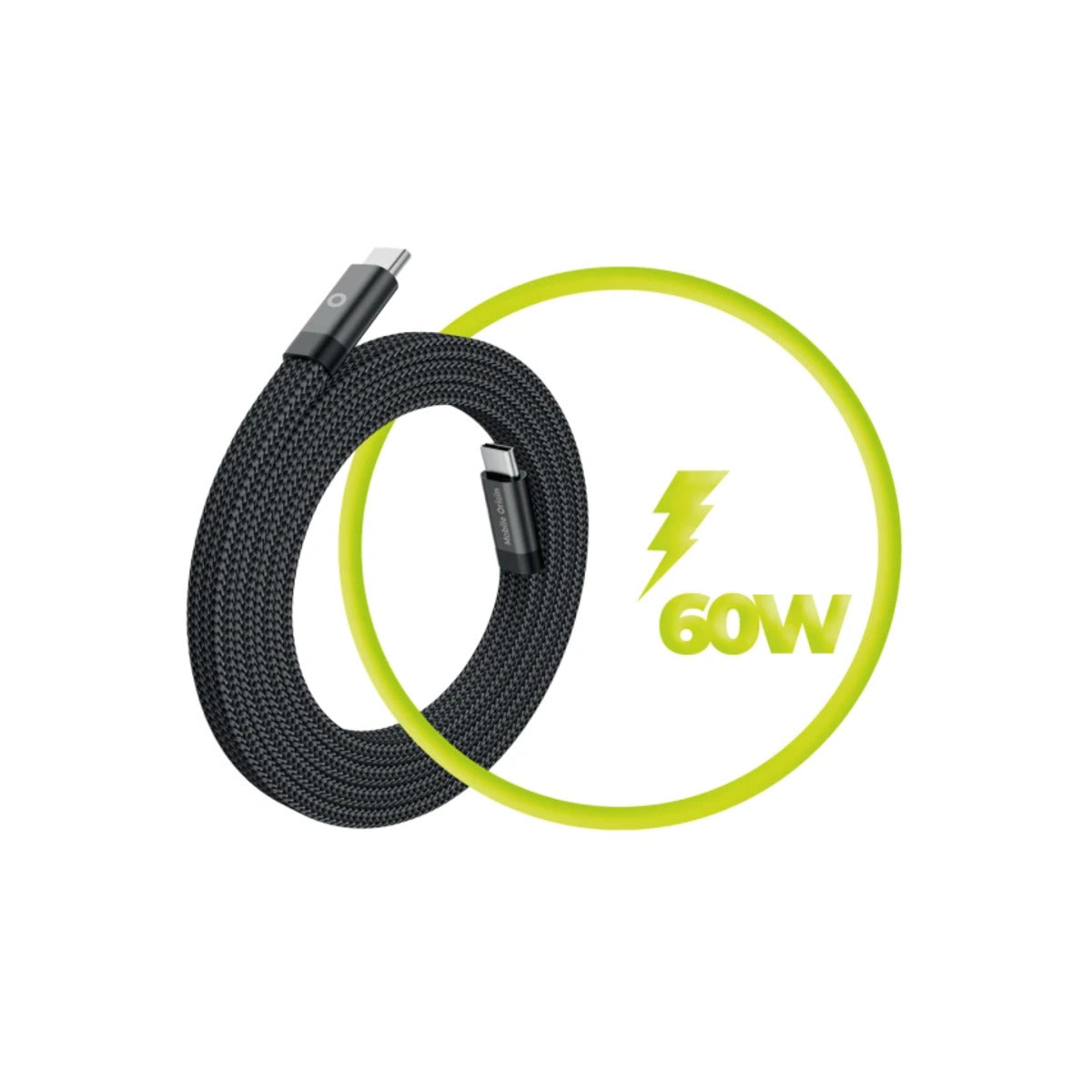 Magnetický 60W nabíjecí kabel Mobile Origin Original Flat Cable USB-C / USB-C 1m - černý - bonami.click