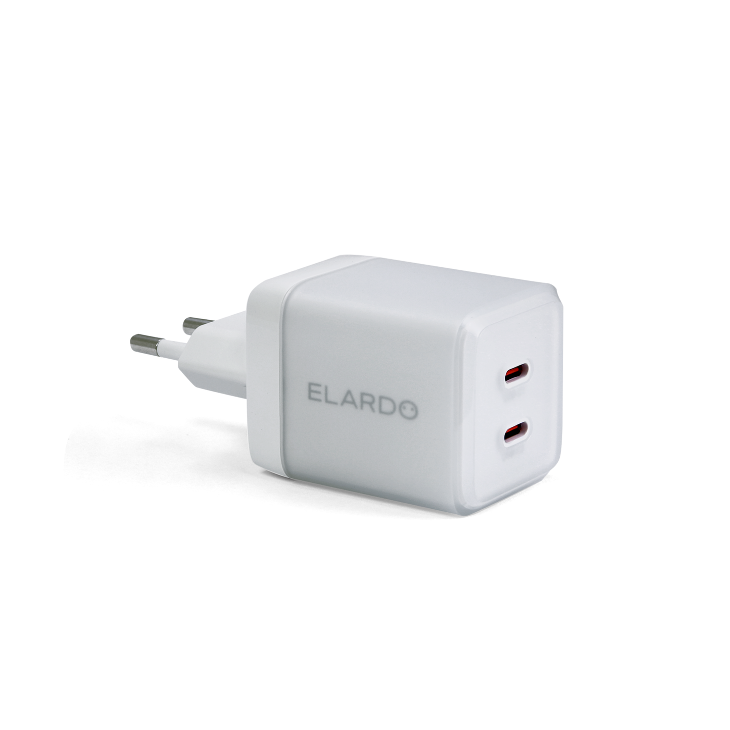 67W duální USB-C nabíječka ELARDO Everyday Charger GaN v bílé barvě – kompaktní design