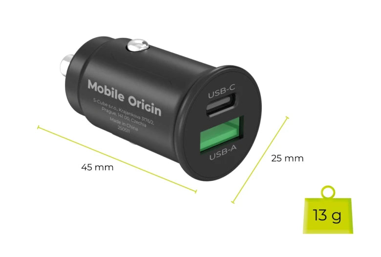 30W autonabíječka Mobile Origin CA19 - USB-C + USB-A
