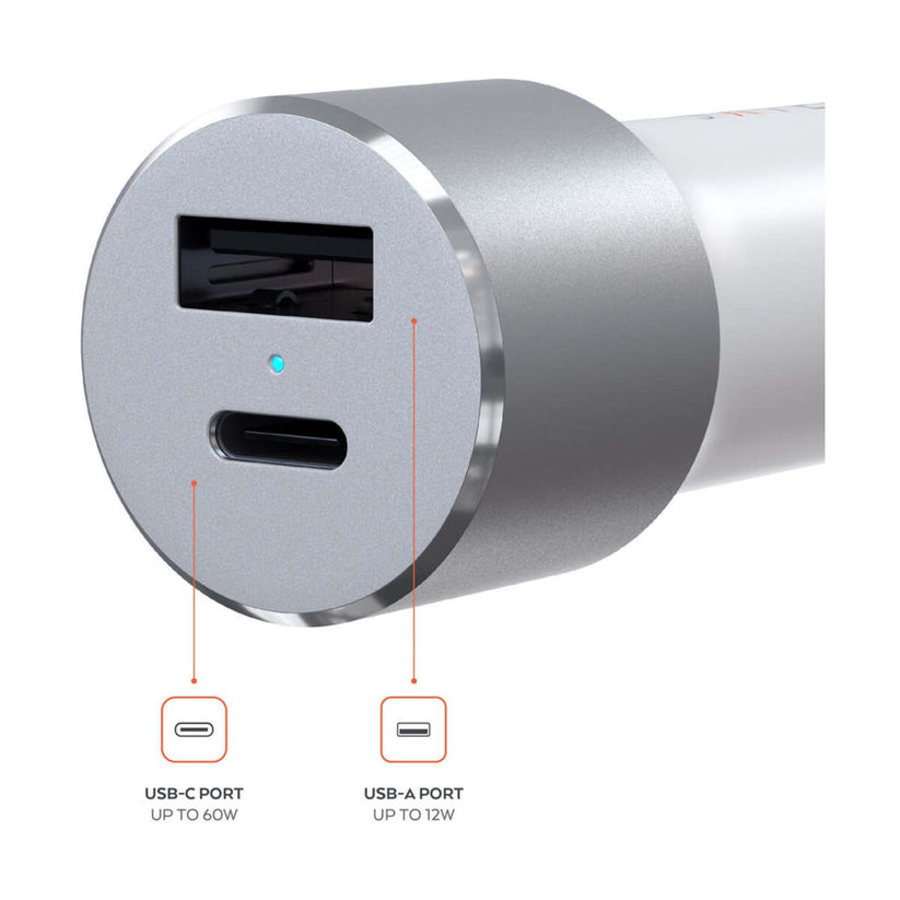 Nabíječka do auta Satechi 72W USB-C PD – stříbrná - bonami.click