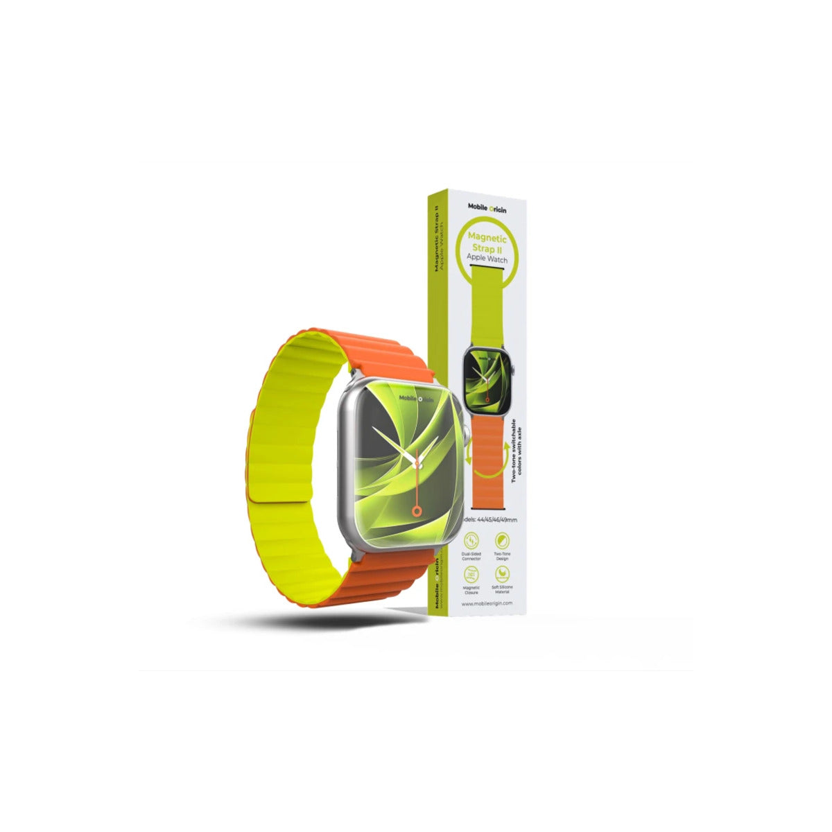 Řemínek pro Apple Watch 42/44/45/49 mm Mobile Magnetic Strap II - oranžový/zelený - bonami.click