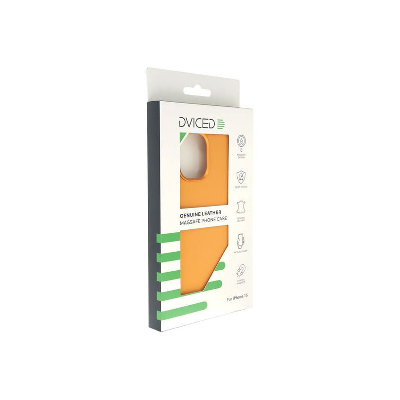 Kožený MagSafe kryt pro iPhone 16 Dviced – oranžový - bonami.click