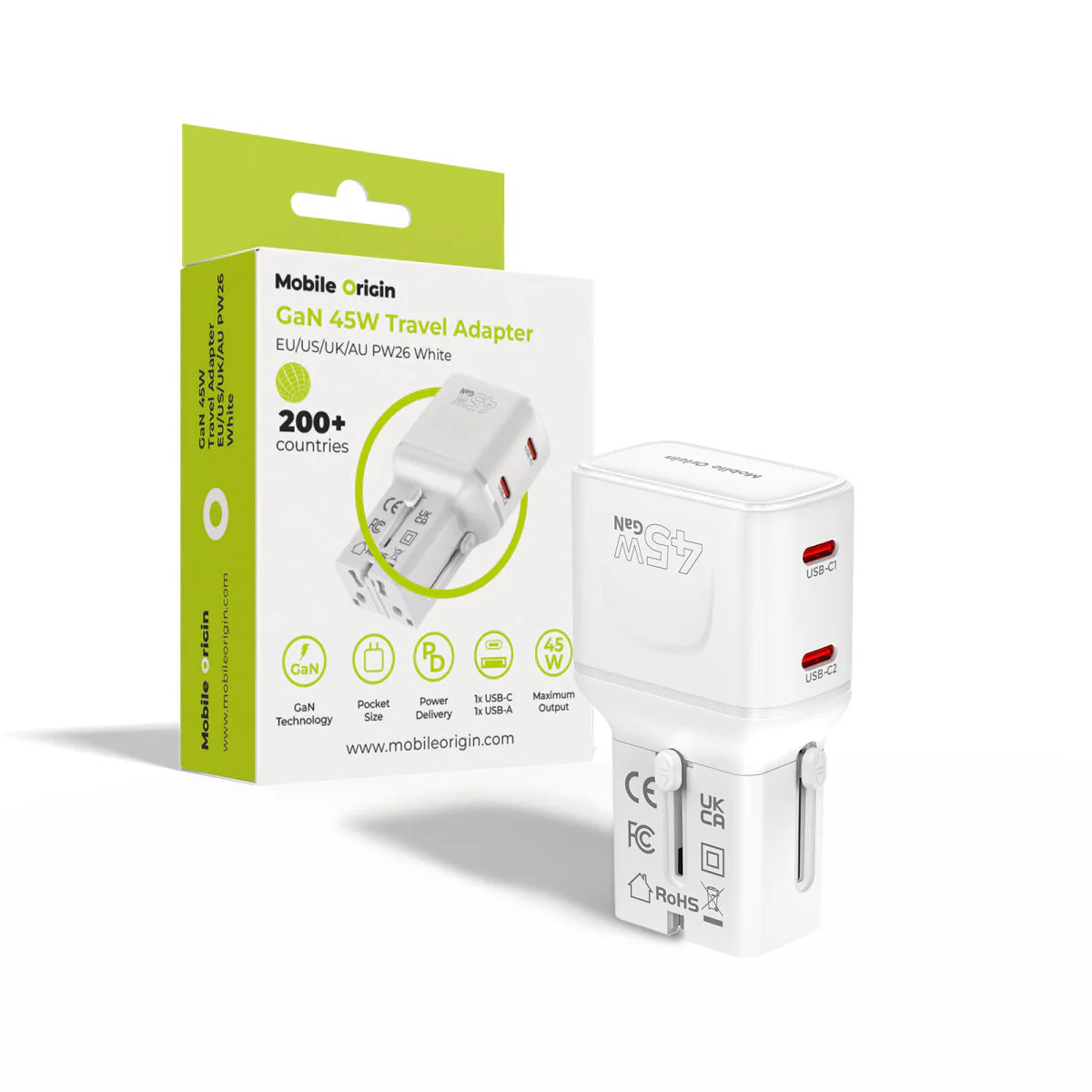 45W univerzální cestovní adaptér Mobile Origin Travel Adapter PW26