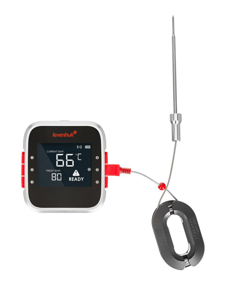 Chytrý Bluetooth teploměr na maso Levenhuk Wezzer Grill BT20 se 3 sondami