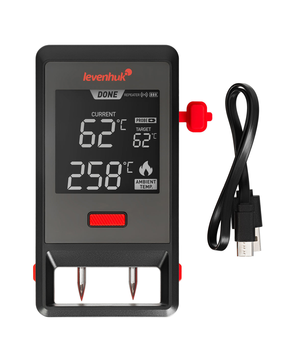 Chytrý Bluetooth teploměr na maso Levenhuk Wezzer Grill BT50 se 2 sondami