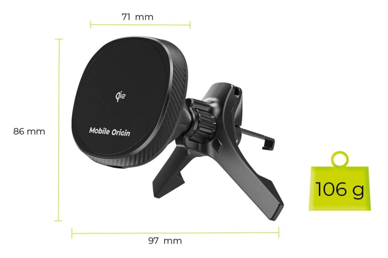 Bezdrátová nabíječka do auta Mobile Origin Wireless Car Vent Qi2 Charger CA15