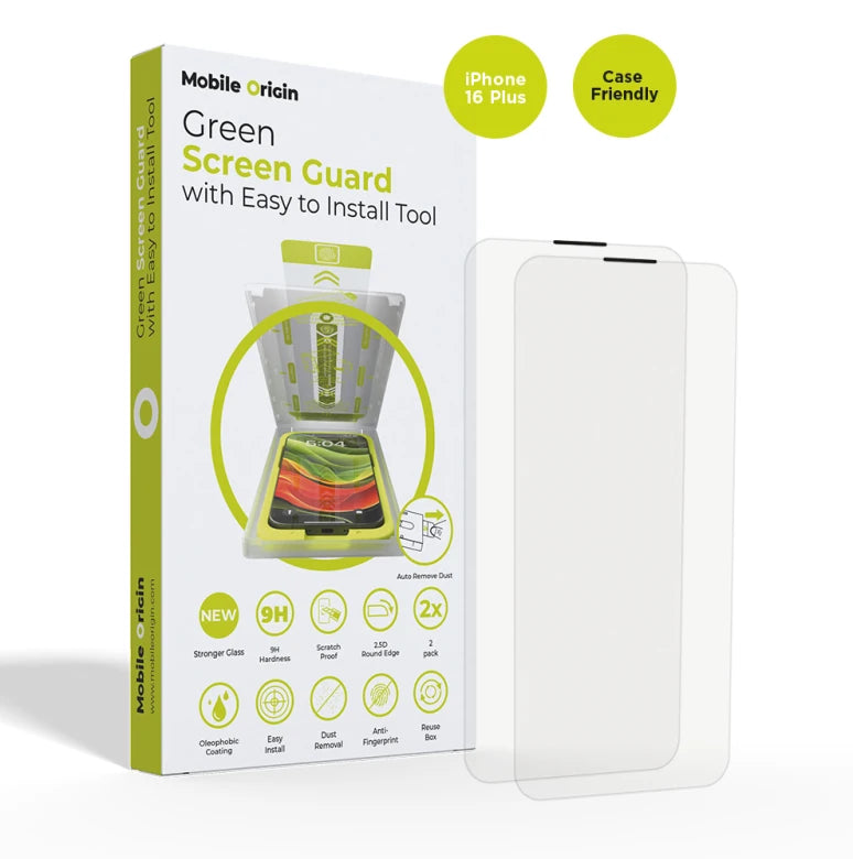 Ochranné sklo pro iPhone 16 Plus Mobile Origin EasyGlass Case Friendly s aplikátorem - 2 ks