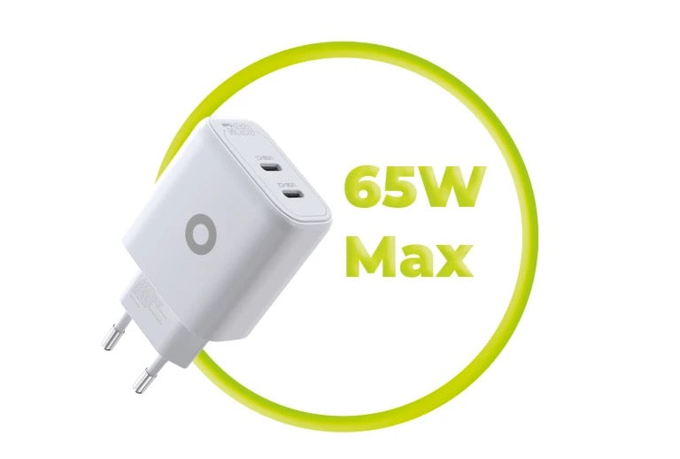 65W adaptér Mobile Origin GaN Dual USB-C Charger MO19 - bílý - bonami.click