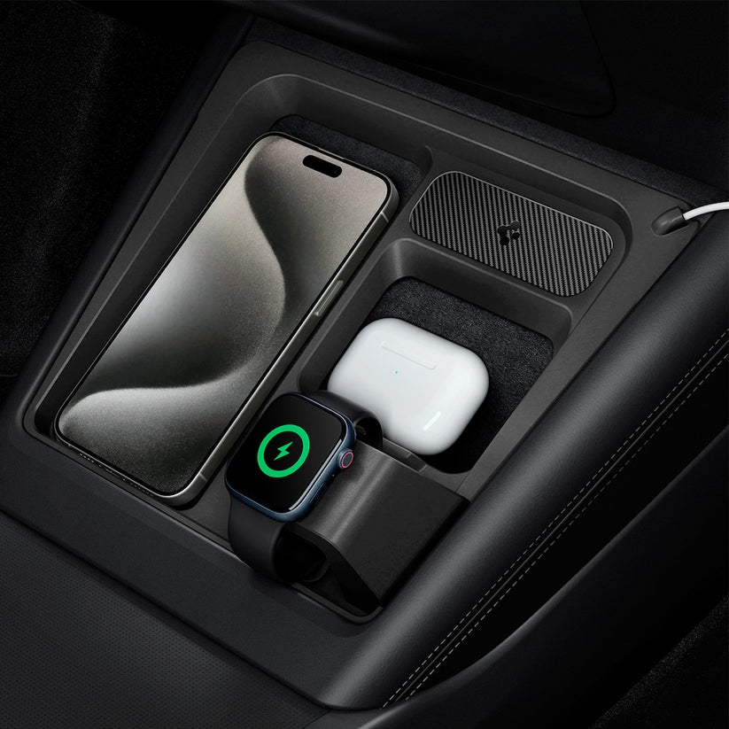 Nabíjecí stanice Spigen Tesla 3 in 1 Wireless Charging Hub Mount - černá - bonami.click