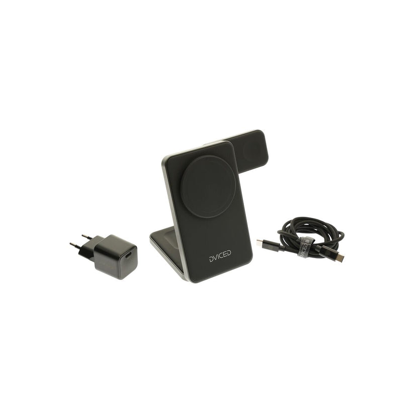 Skládací 3v1 MagSafe Qi2 nabíječka Dviced se stojánkem – černá - bonami.click