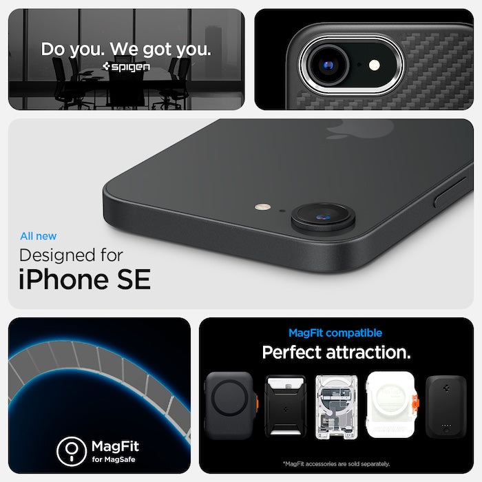 MagSafe kryt pro iPhone 16e Spigen Enzo Aramid - matně černý - bonami.click