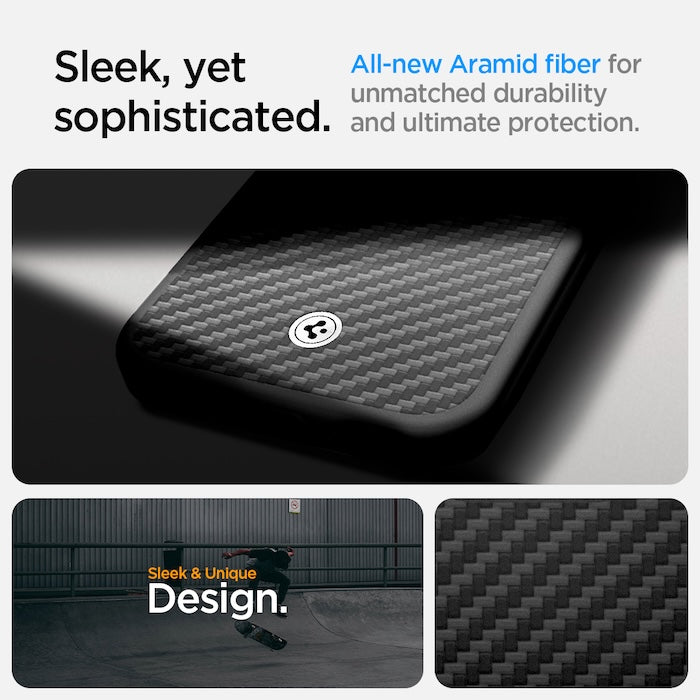 MagSafe kryt pro iPhone 16e Spigen Enzo Aramid - matně černý - bonami.click